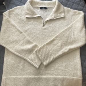 Lillusory 1/4 Zip Ivory Sweater Med. Heavy Weight. Soft Fabric EUC